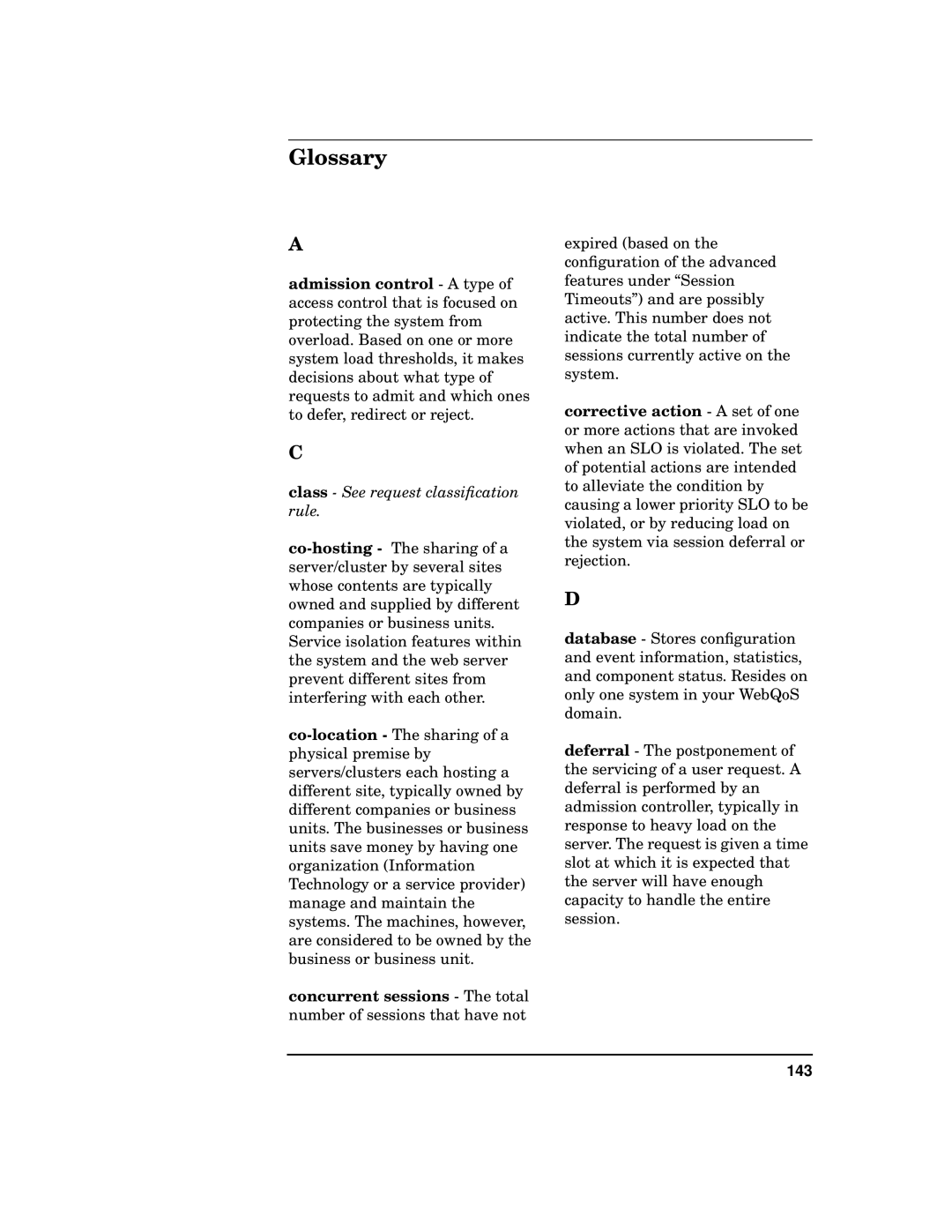 HP WebQoS Software manual Glossary, Class See request classiﬁcation rule 