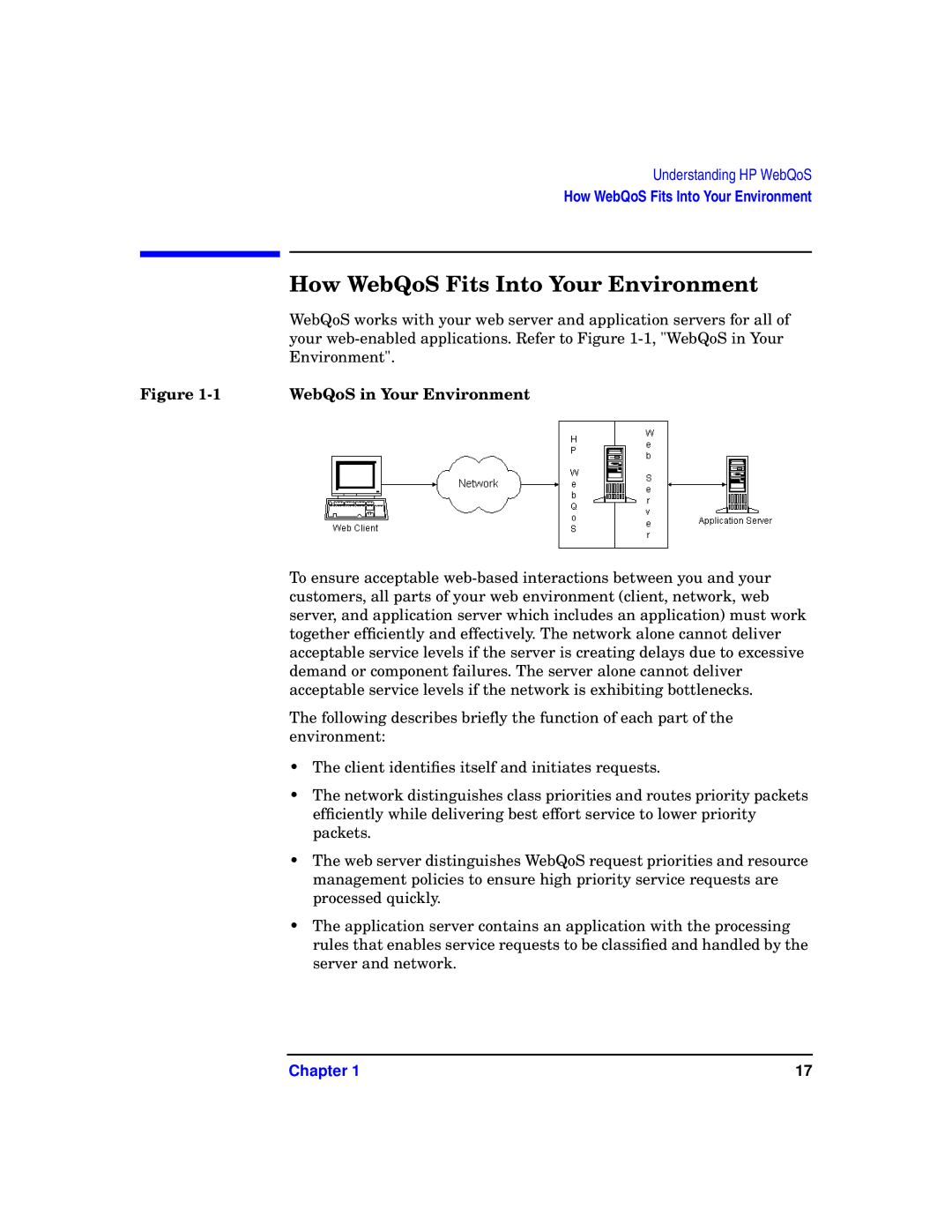 HP WebQoS Software manual How WebQoS Fits Into Your Environment, WebQoS in Your Environment 