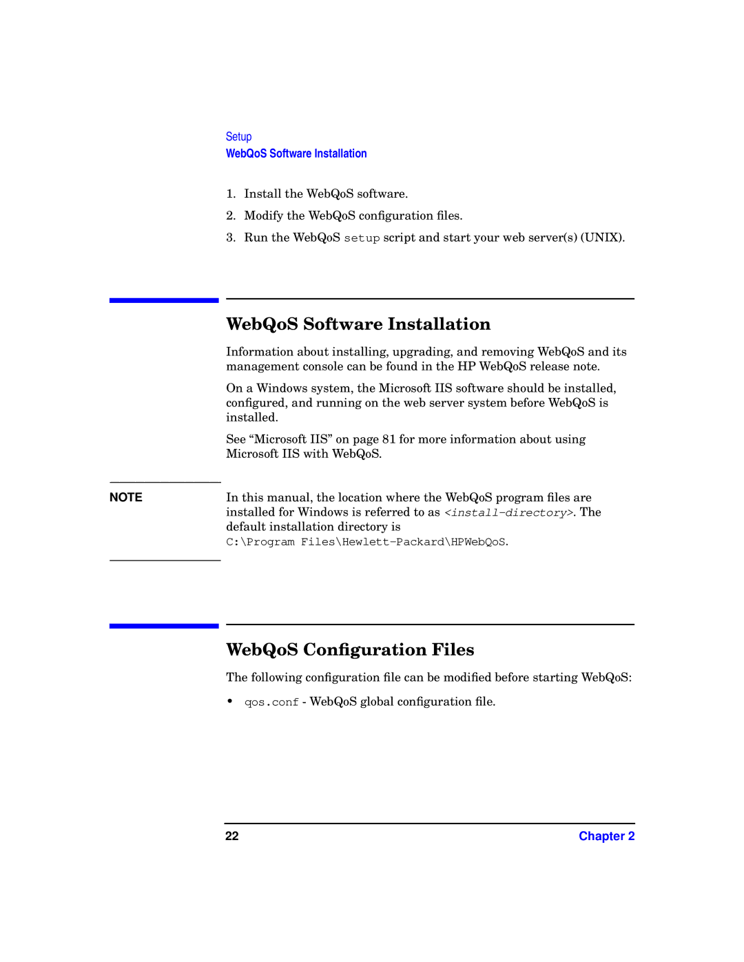 HP manual WebQoS Software Installation, WebQoS Conﬁguration Files 