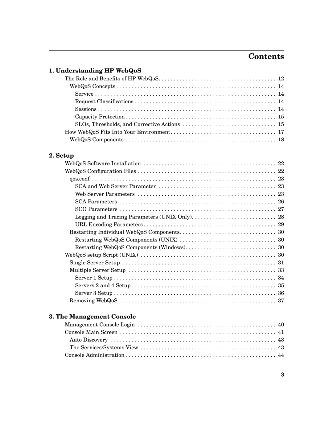 HP WebQoS Software manual Contents 