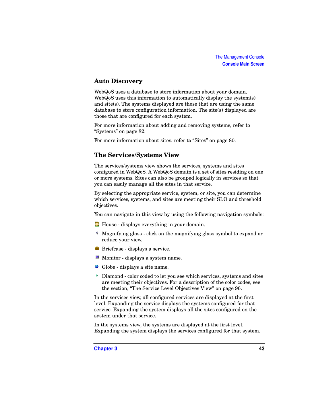 HP WebQoS Software manual Auto Discovery, Services/Systems View 