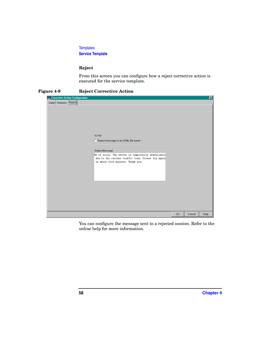 HP WebQoS Software manual Reject Corrective Action 