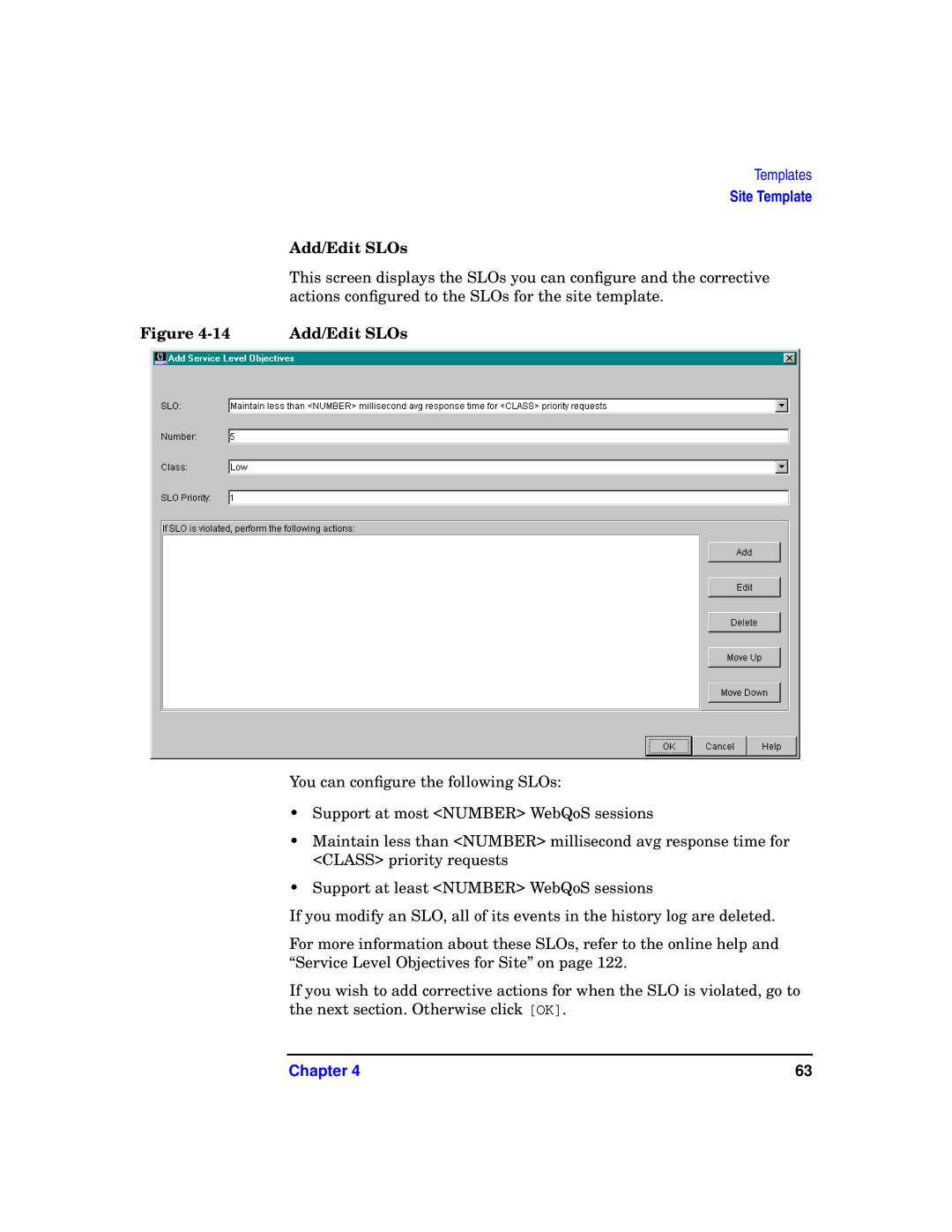 HP WebQoS Software manual Add/Edit SLOs 