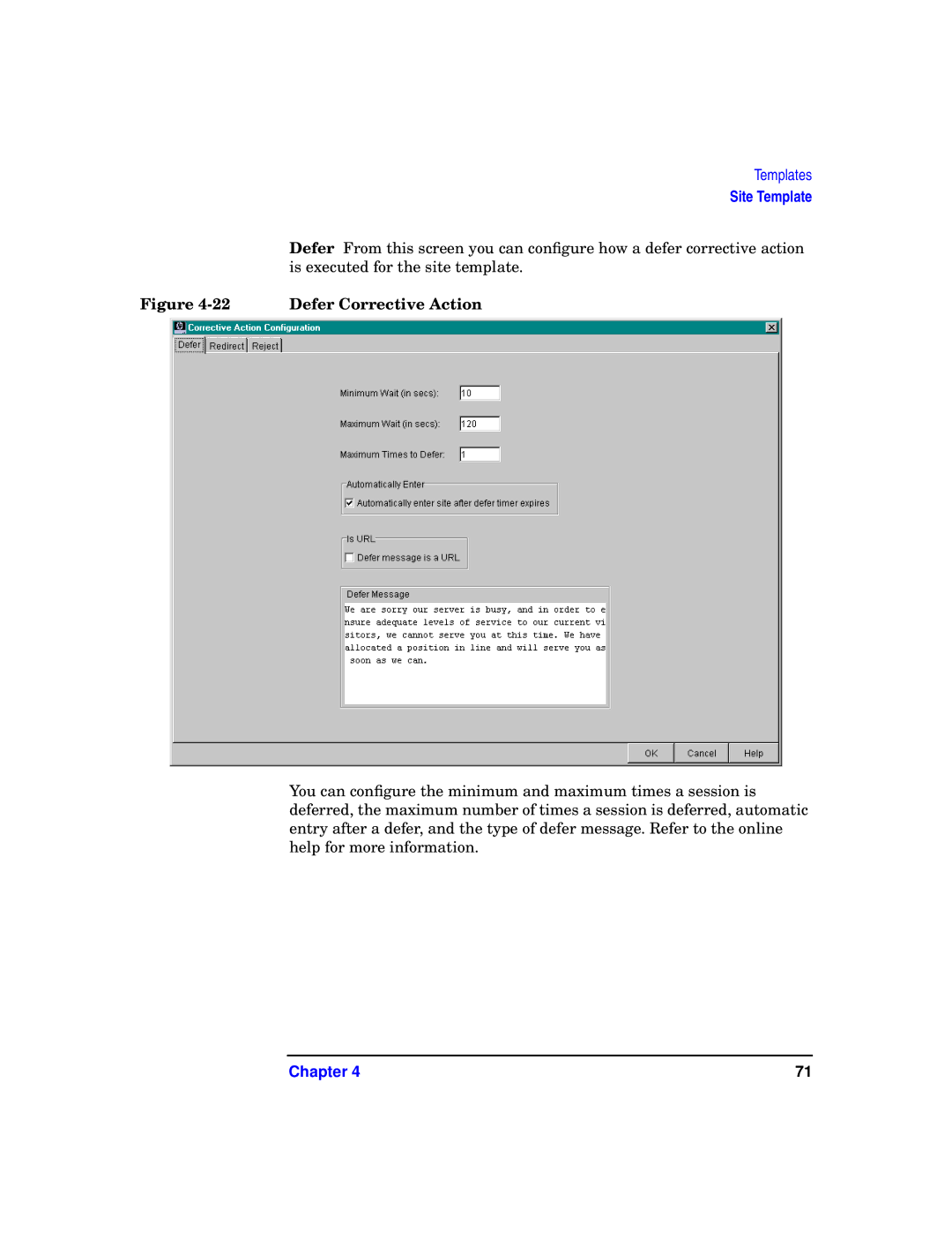 HP WebQoS Software manual Defer Corrective Action 