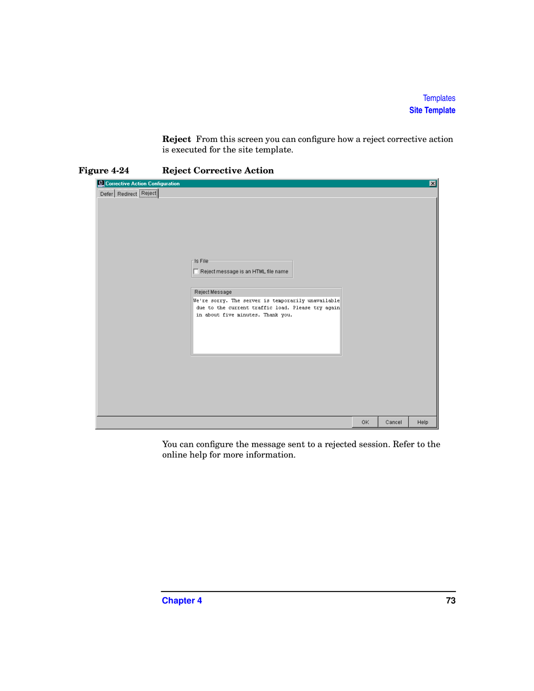 HP WebQoS Software manual Reject Corrective Action 