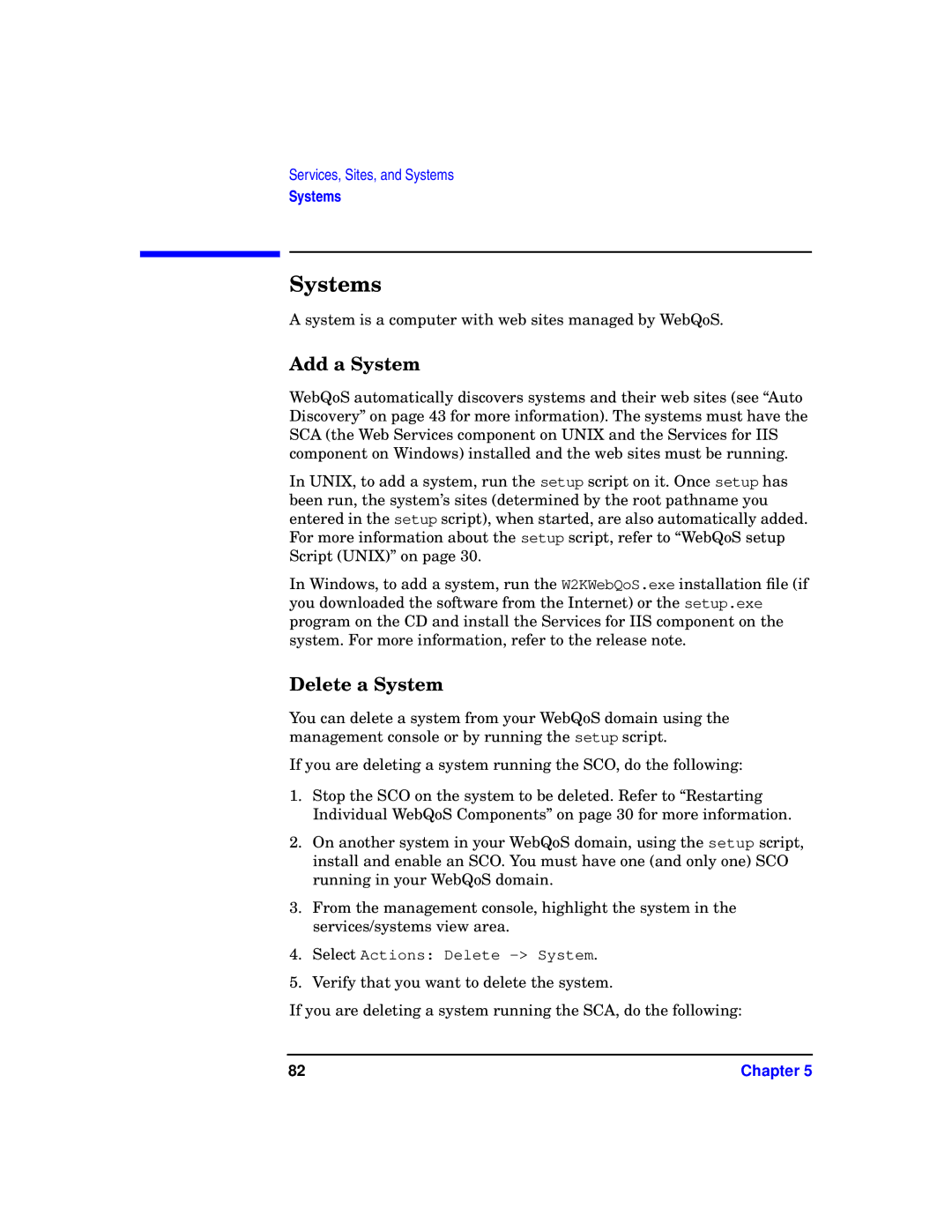 HP WebQoS Software manual Systems, Add a System, Delete a System 