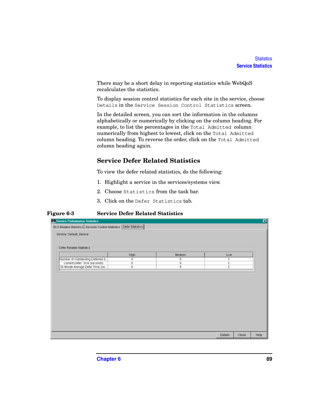 HP WebQoS Software manual Service Defer Related Statistics 