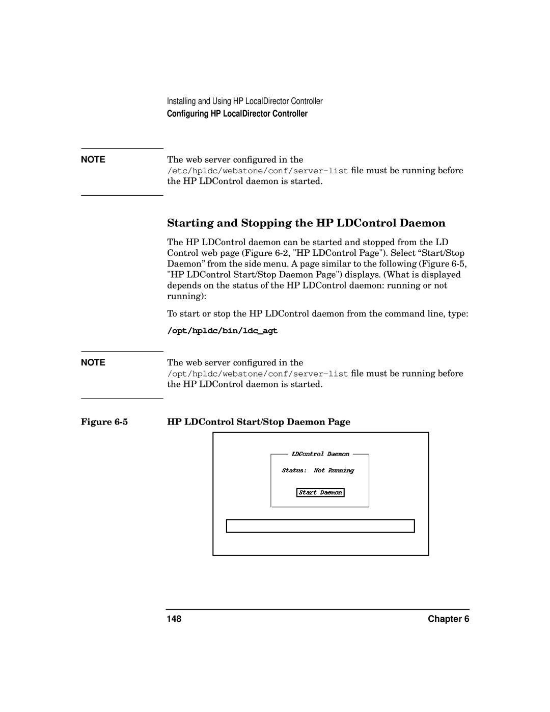 HP WebQoS Software manual Starting and Stopping the HP LDControl Daemon, HP LDControl Start/Stop Daemon, Chapter 