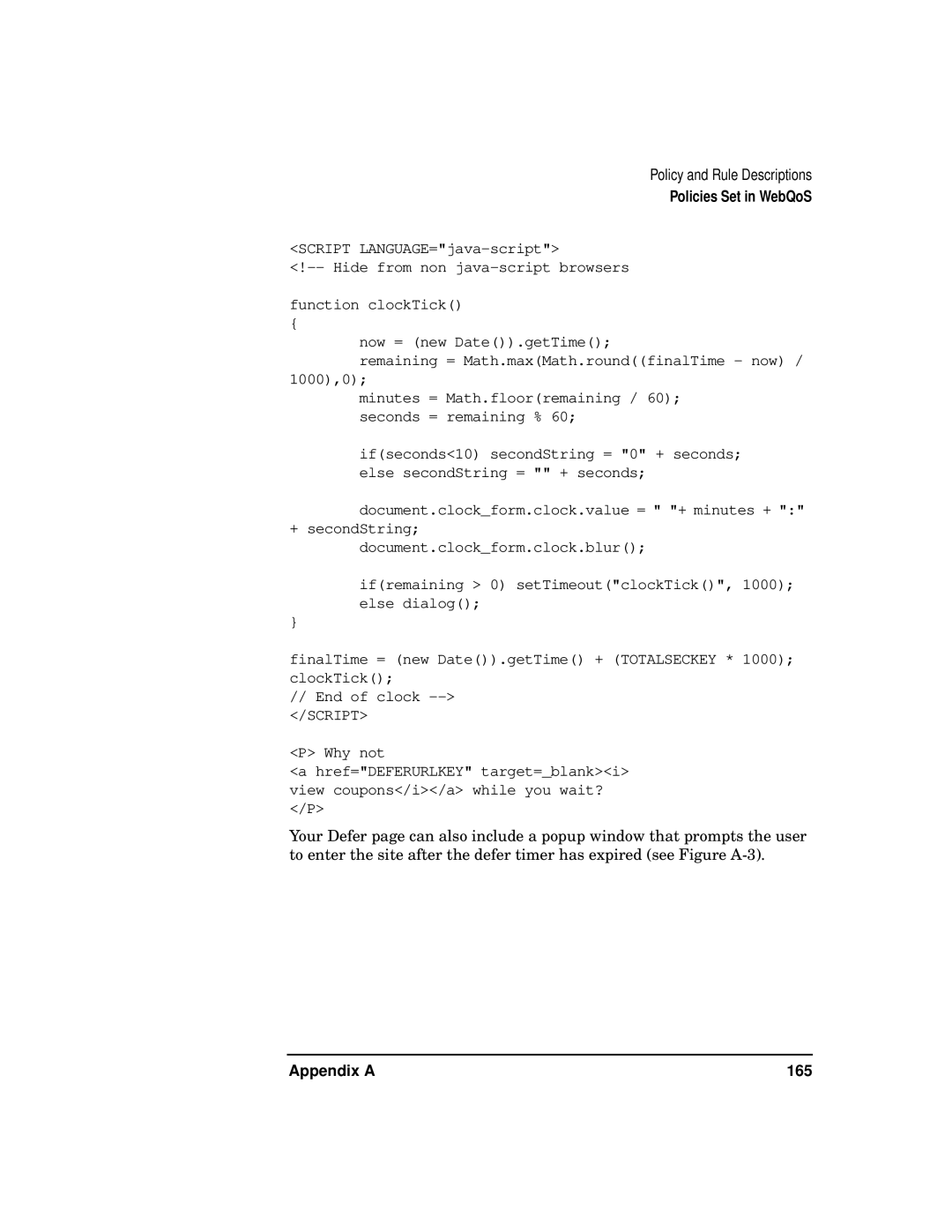 HP WebQoS Software manual Appendix a 165 