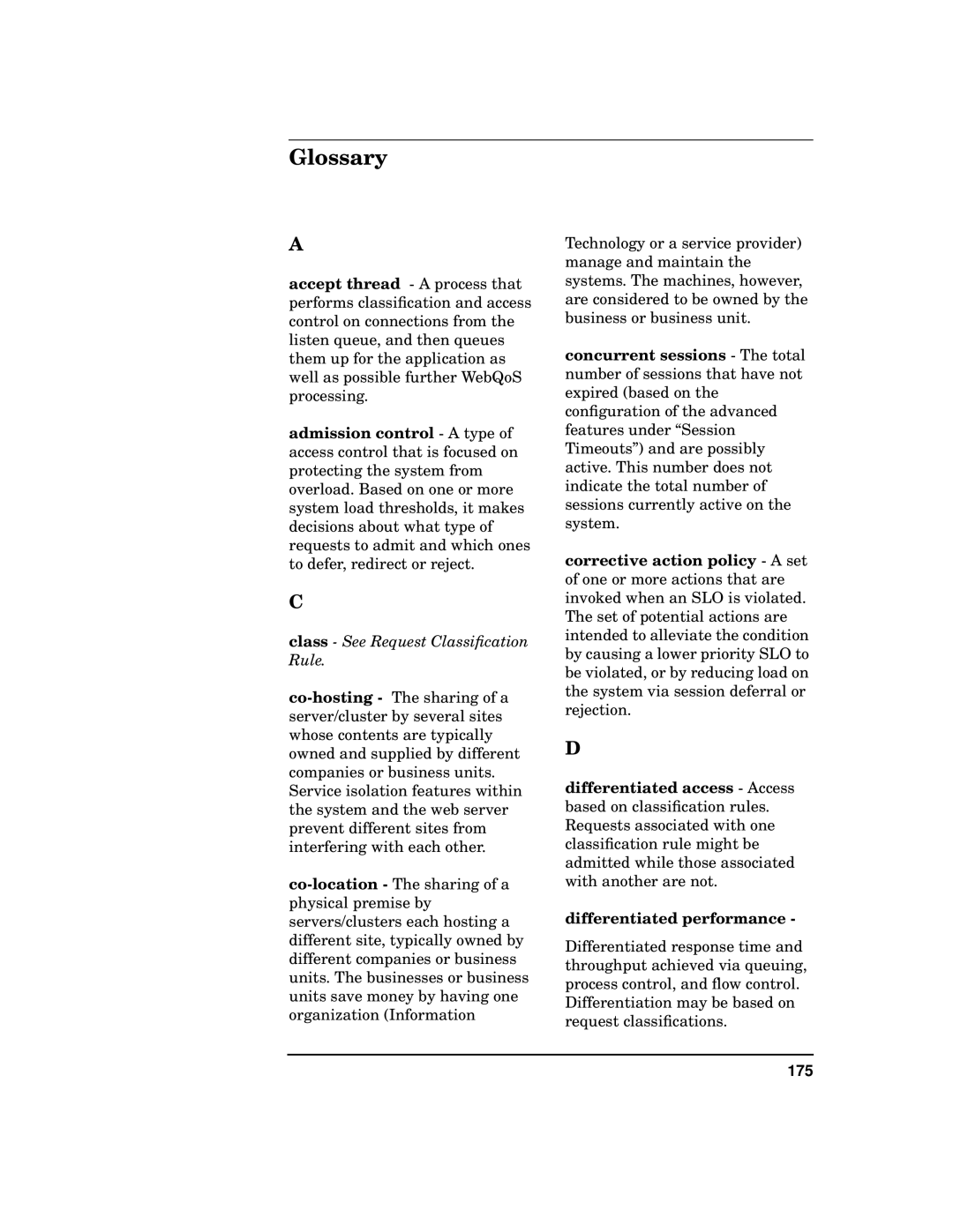 HP WebQoS Software manual Glossary, 175 