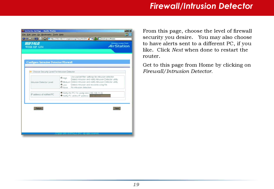 HP WHR--AG108 manual Firewall/Intrusion Detector 