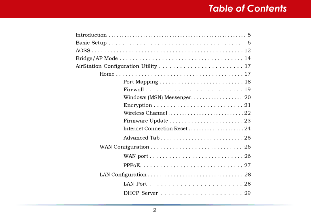 HP WHR--AG108 manual Table of Contents 