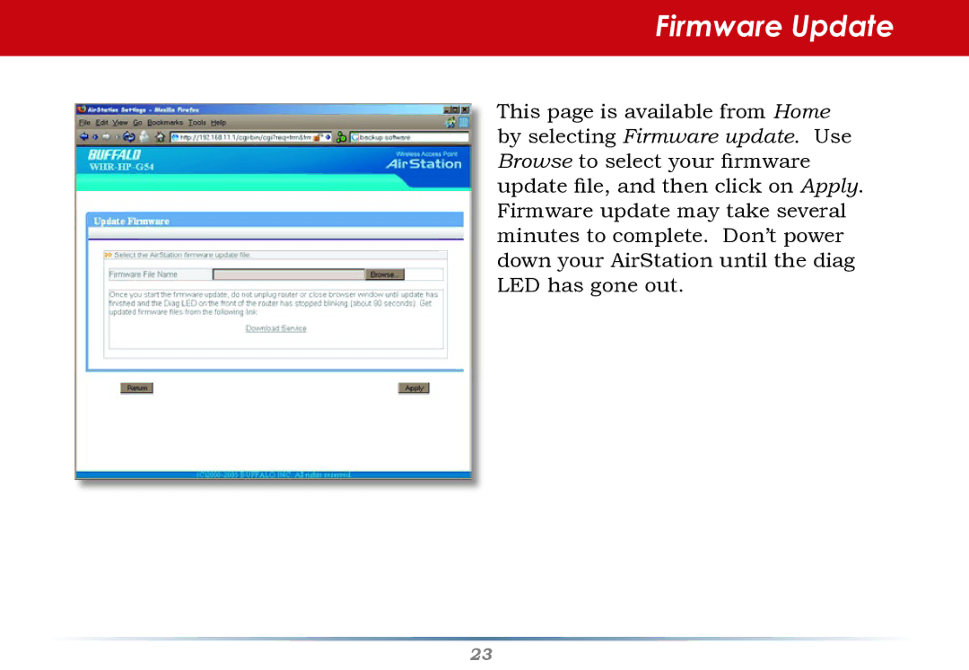 HP WHR--AG108 manual Firmware Update 