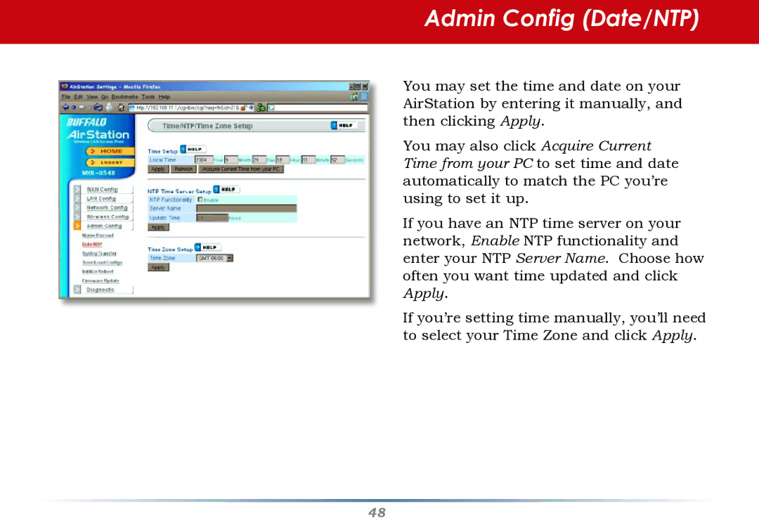 HP WHR--AG108 manual Admin Config Date/NTP 