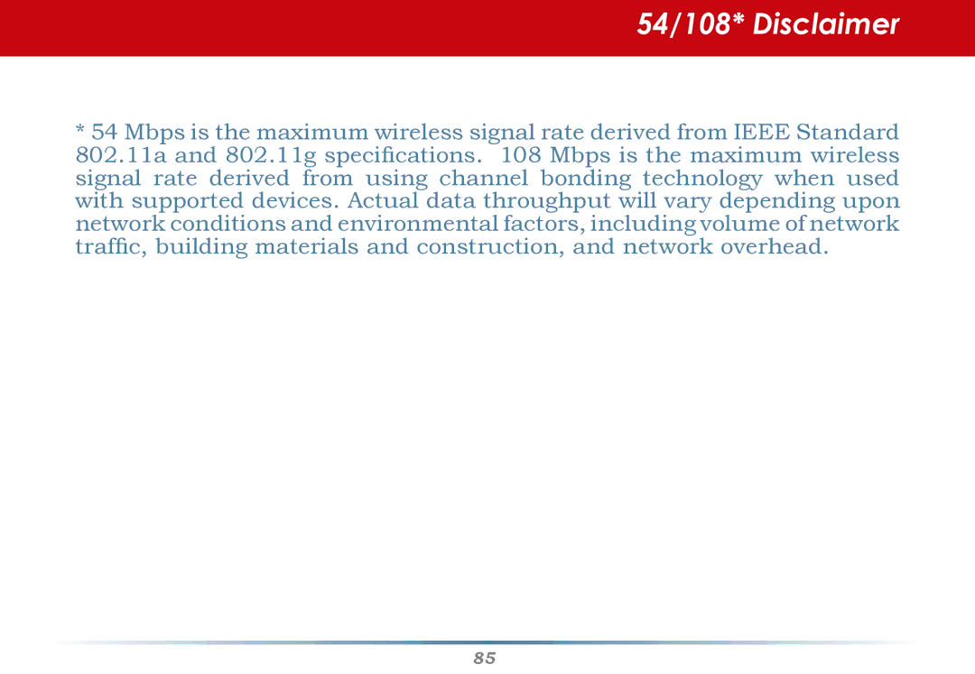 HP WHR--AG108 manual 54/108* Disclaimer 