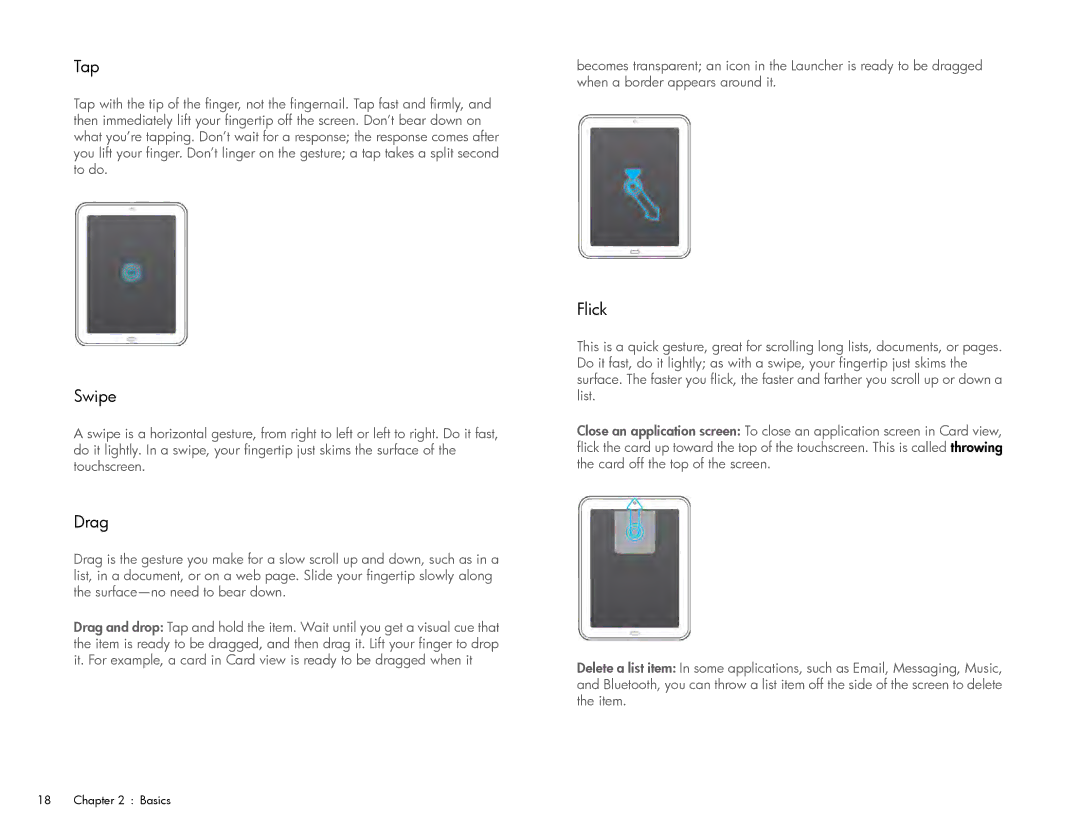 HP Wi-Fi manual Tap, Swipe, Drag, Flick 