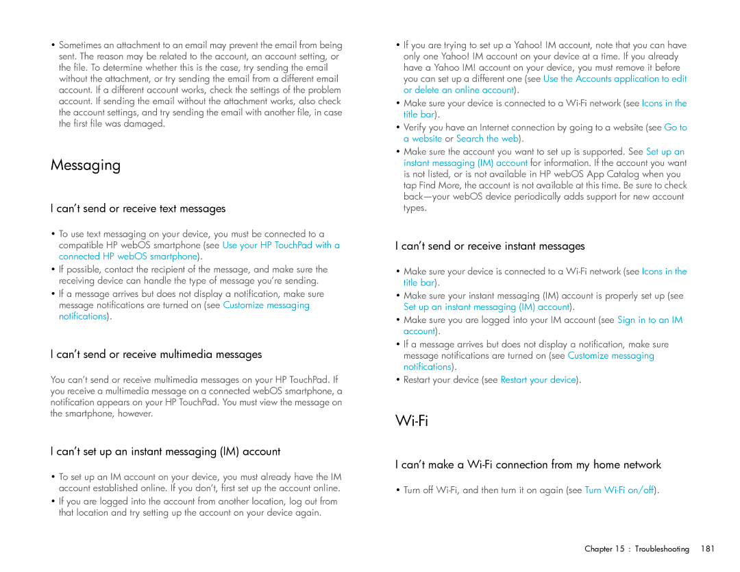 HP Wi-Fi manual Messaging 