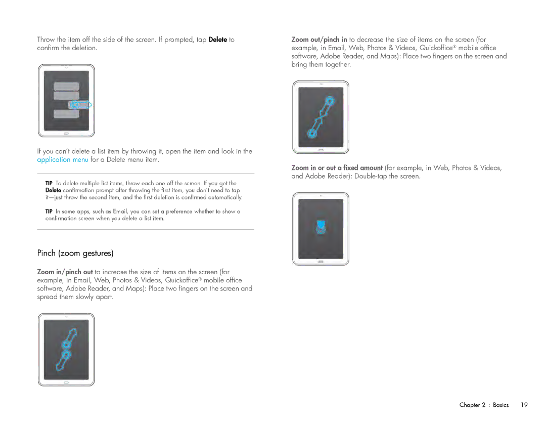 HP Wi-Fi manual Pinch zoom gestures 