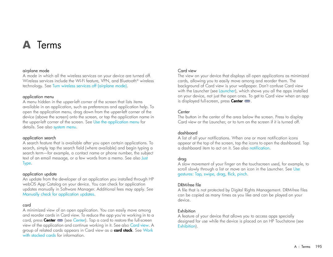 HP Wi-Fi manual Terms, Center 