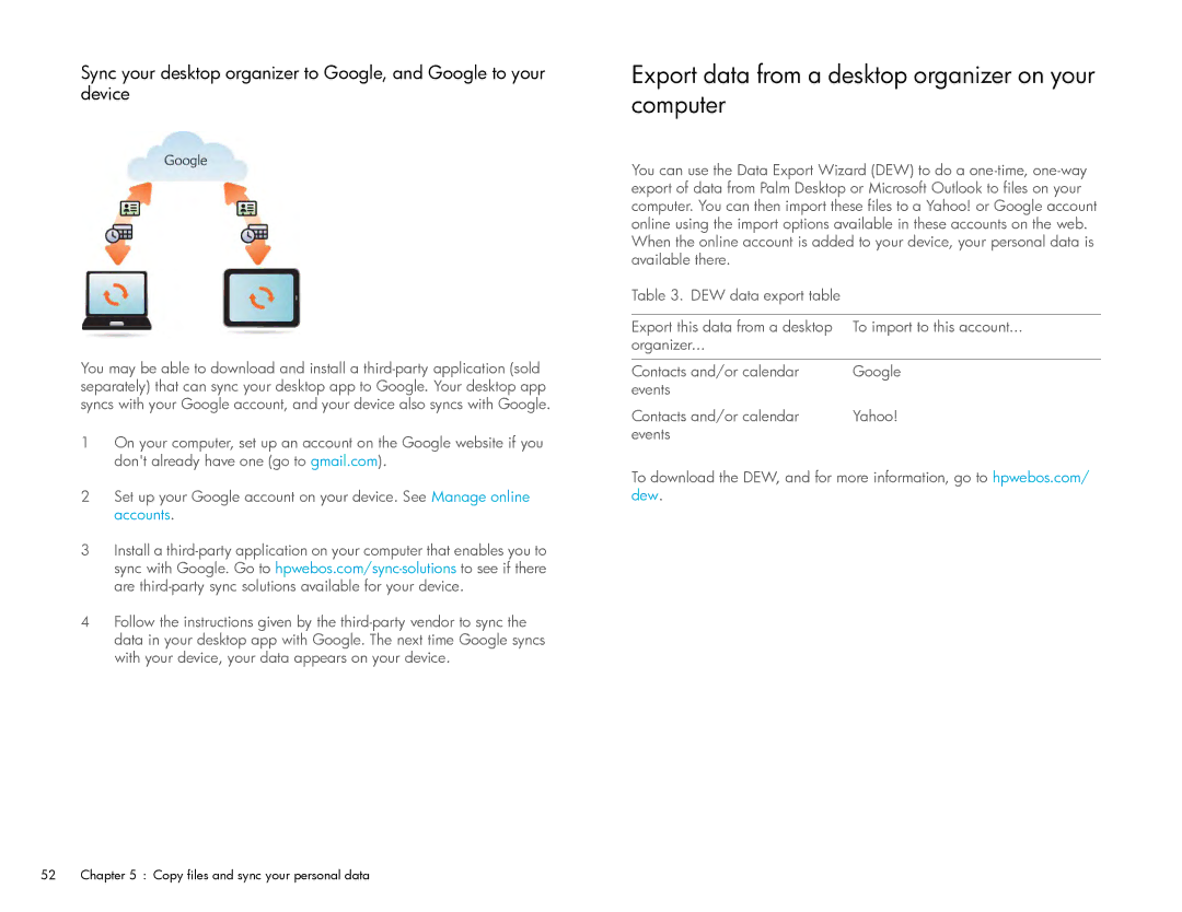 HP Wi-Fi manual Export data from a desktop organizer on your computer 