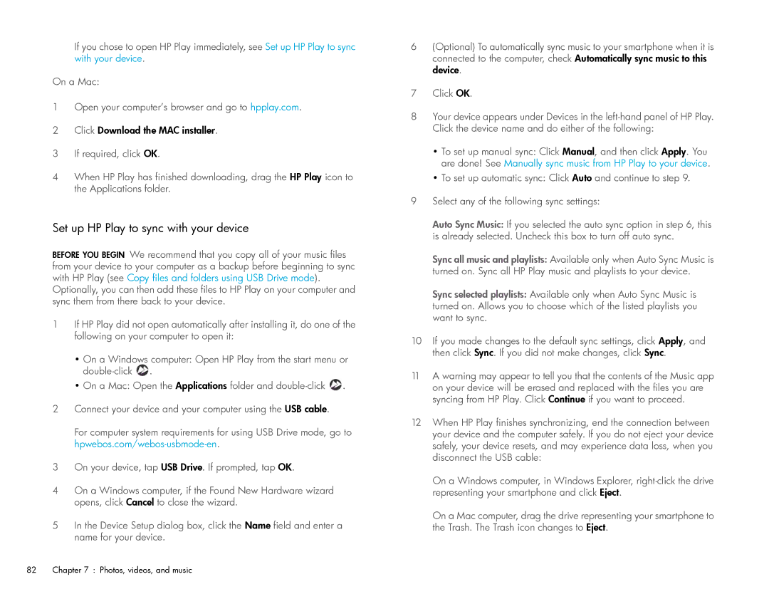 HP Wi-Fi manual Set up HP Play to sync with your device 