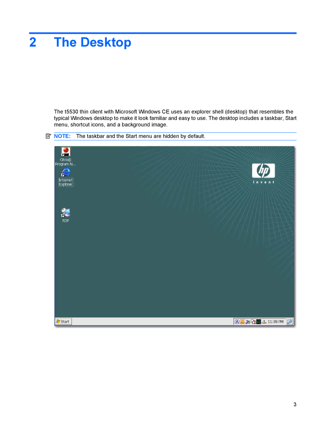 HP t5530, Windows CE 5.0 manual Desktop 