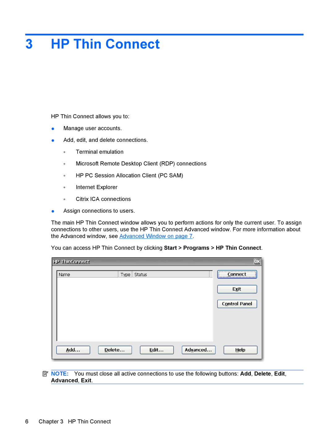 HP Windows CE 5.0, t5530 manual HP Thin Connect 