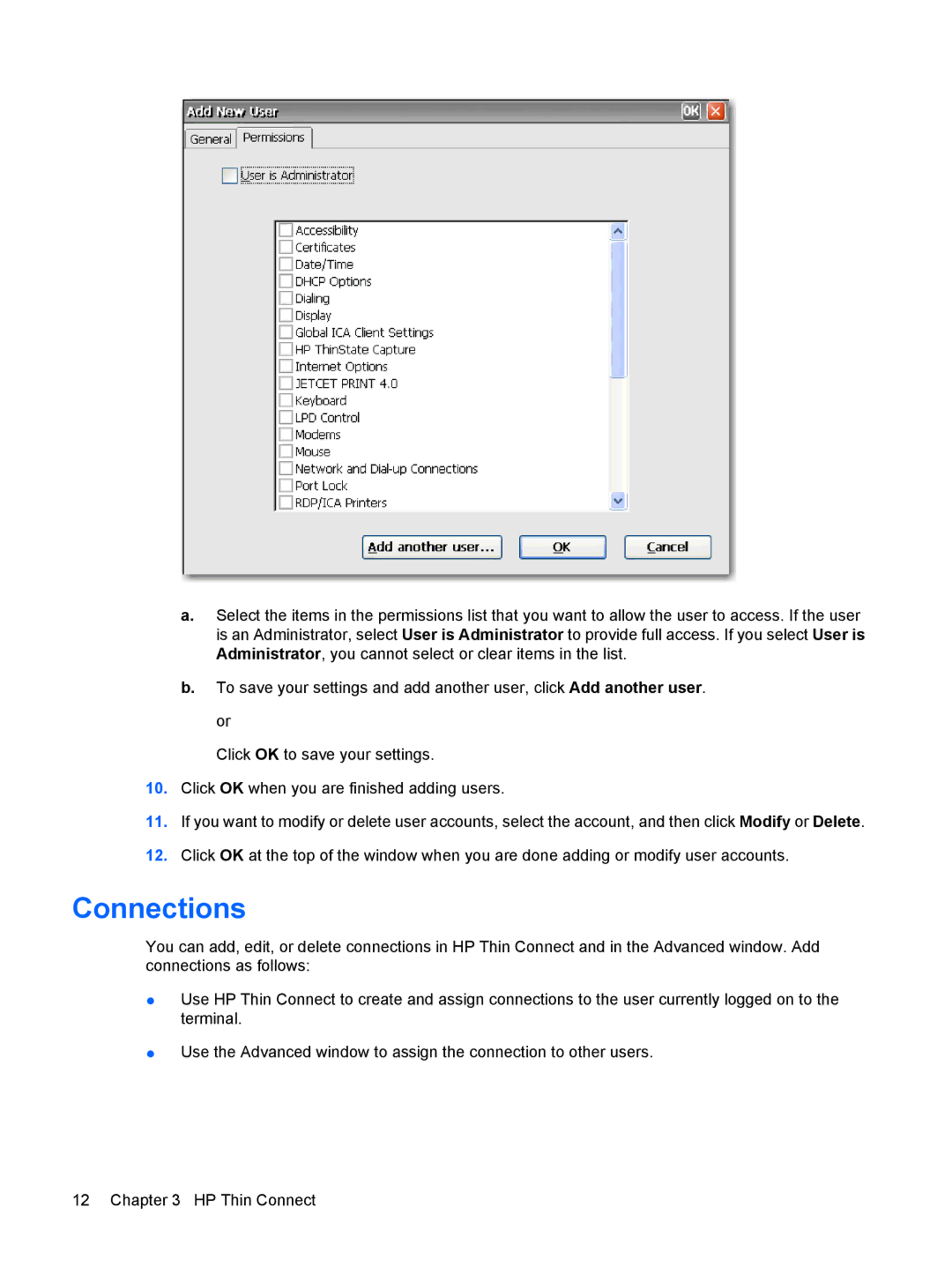 HP Windows CE 5.0, t5530 manual Connections 