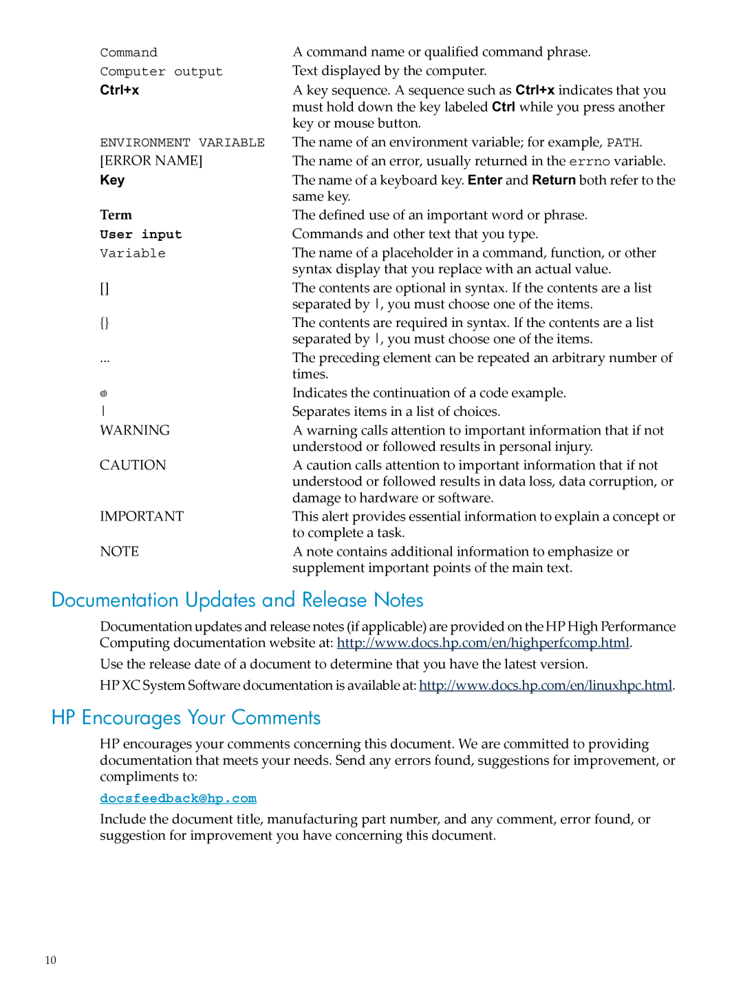 HP Workgroup System AWSXCIG-1A manual Documentation Updates and Release Notes, HP Encourages Your Comments, User input 