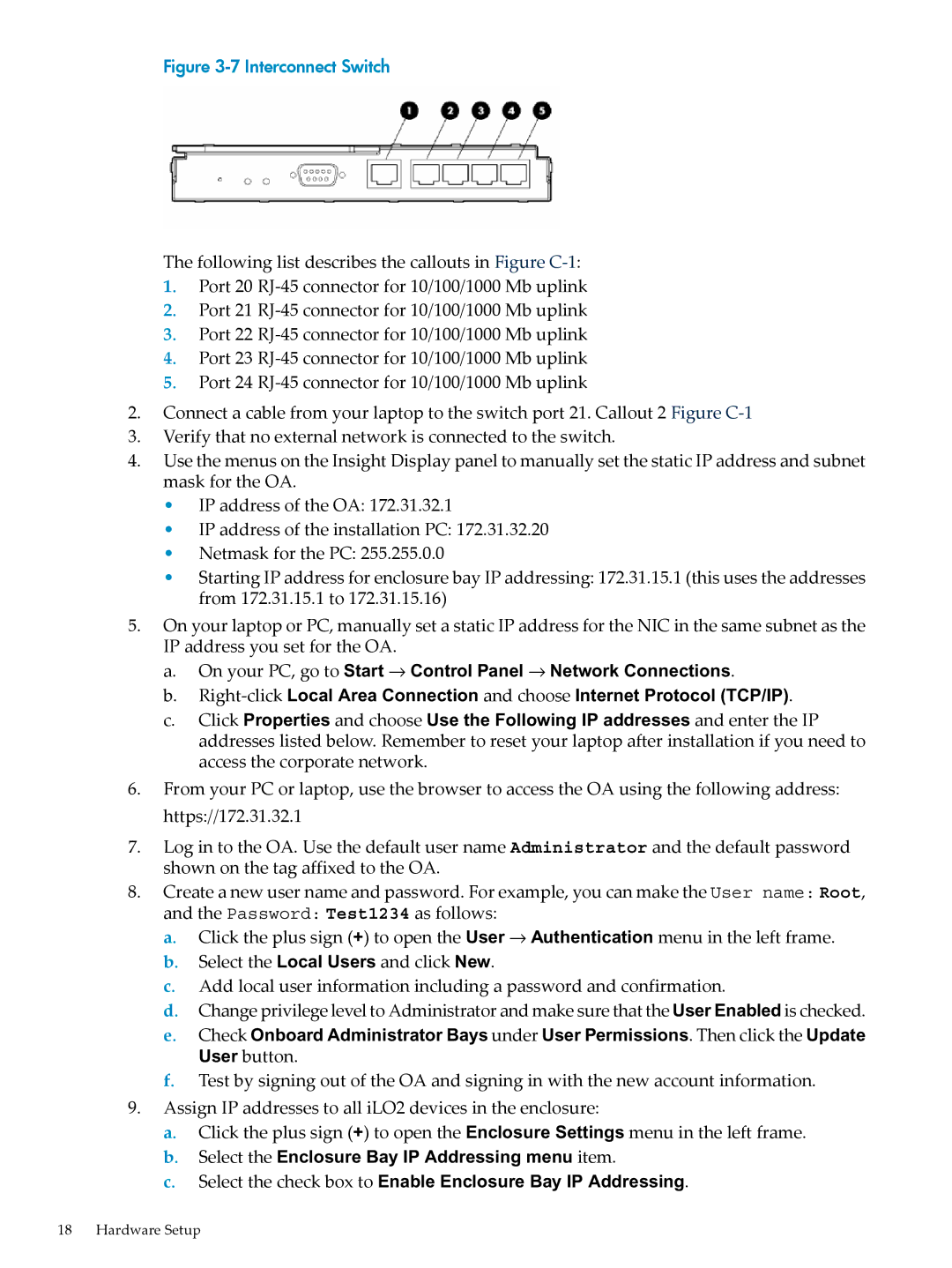 HP Workgroup System AWSXCIG-1A manual Interconnect Switch 