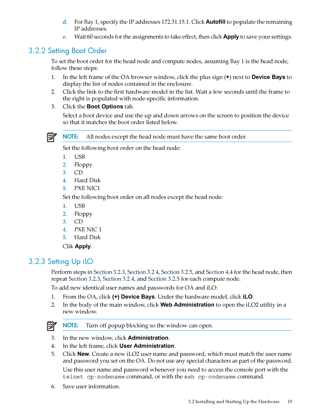 HP Workgroup System AWSXCIG-1A manual Setting Boot Order, Save user information 