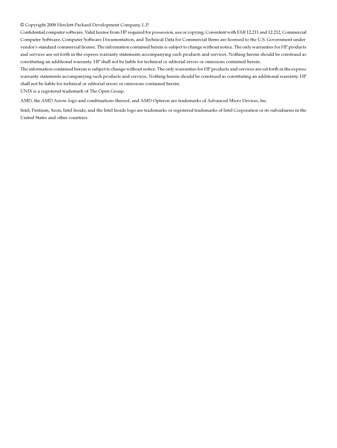 HP Workgroup System AWSXCIG-1A manual Copyright 2008 Hewlett-Packard Development Company, L.P 