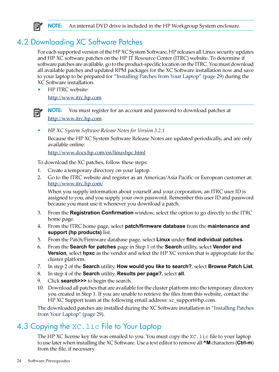 HP Workgroup System AWSXCIG-1A manual Downloading XC Software Patches, Copying the XC.lic File to Your Laptop 