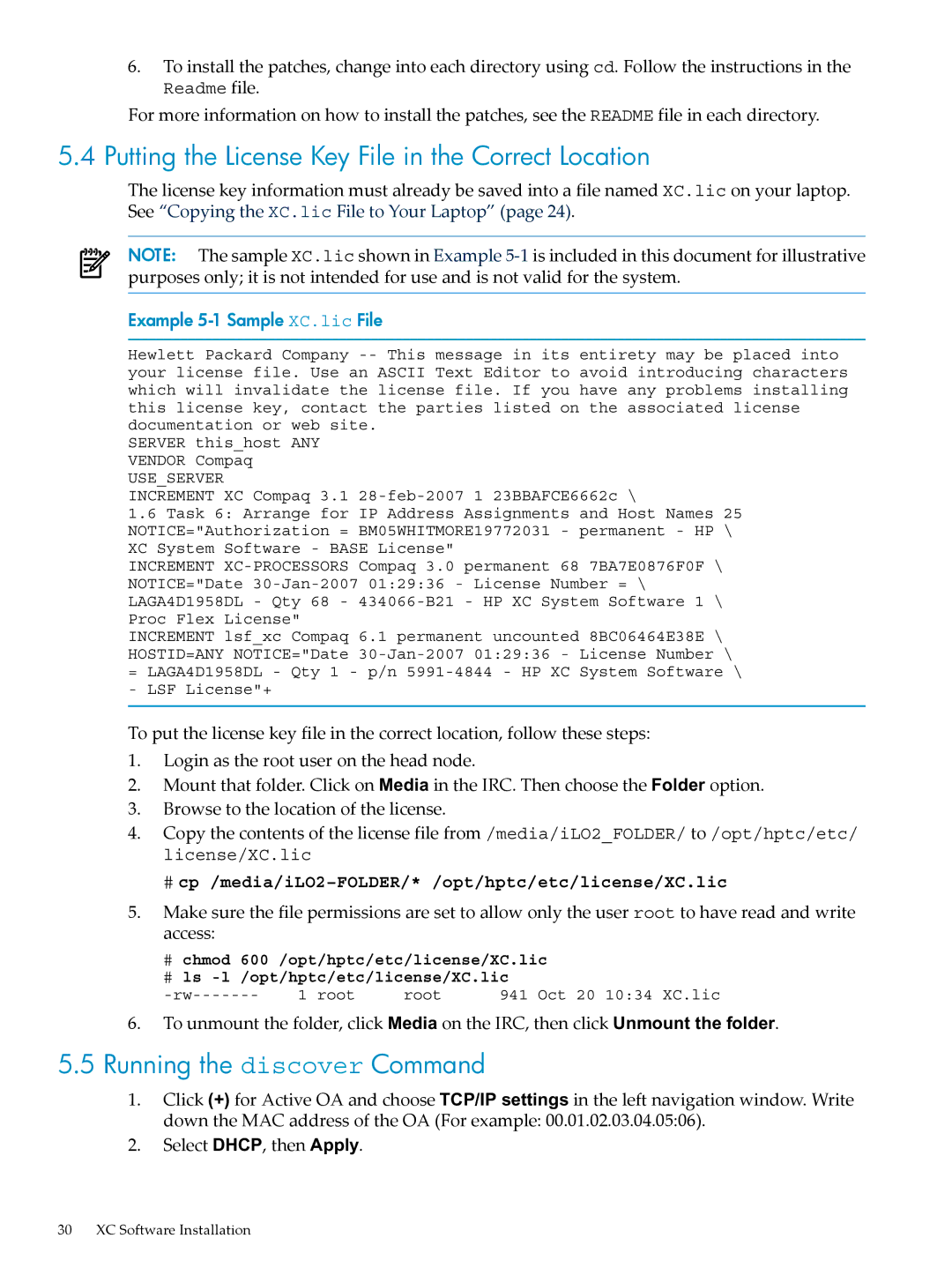 HP Workgroup System AWSXCIG-1A manual Putting the License Key File in the Correct Location, Running the discover Command 