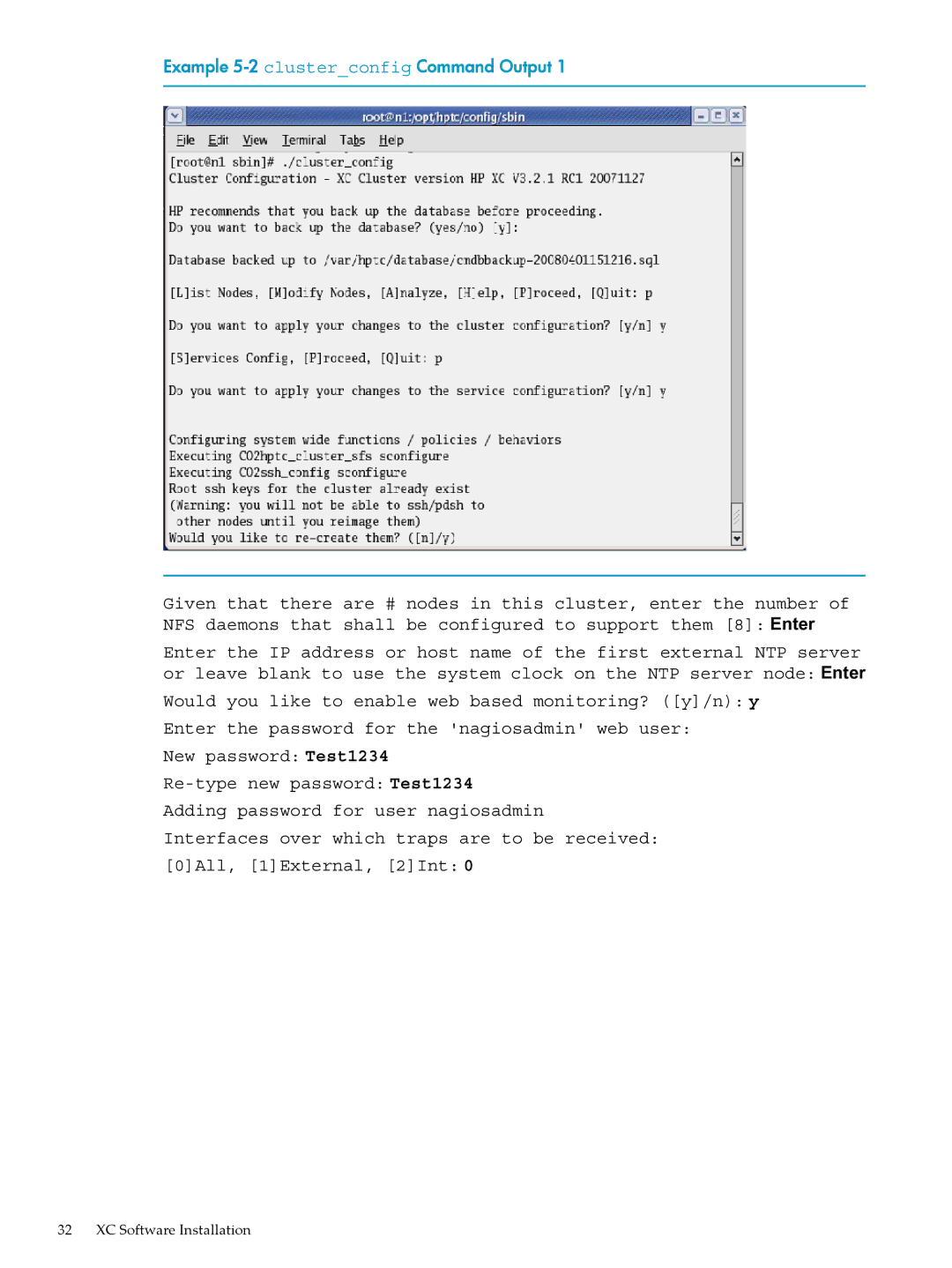 HP Workgroup System AWSXCIG-1A manual Example 5-2 clusterconfig Command Output 