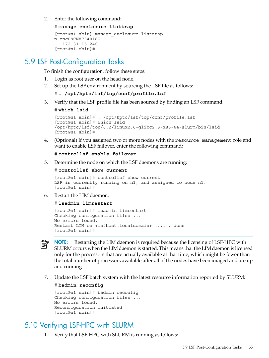 HP Workgroup System AWSXCIG-1A manual LSF Post-Configuration Tasks, Verifying LSF-HPC with Slurm 