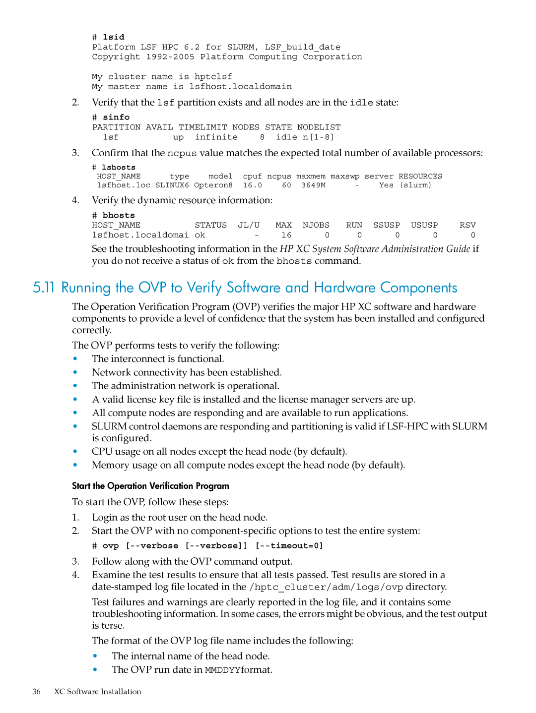 HP Workgroup System AWSXCIG-1A manual Running the OVP to Verify Software and Hardware Components 