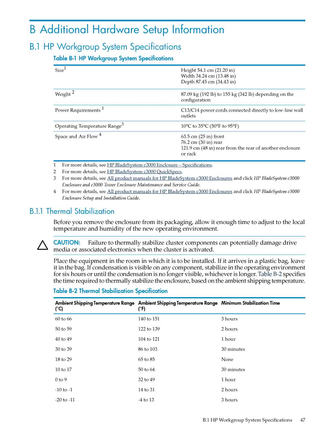 HP Workgroup System AWSXCIG-1A manual Additional Hardware Setup Information, HP Workgroup System Specifications 