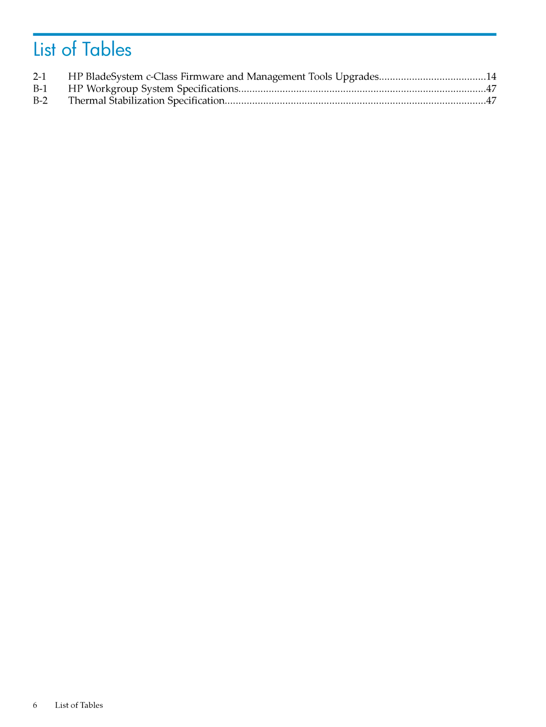 HP Workgroup System AWSXCIG-1A manual List of Tables 