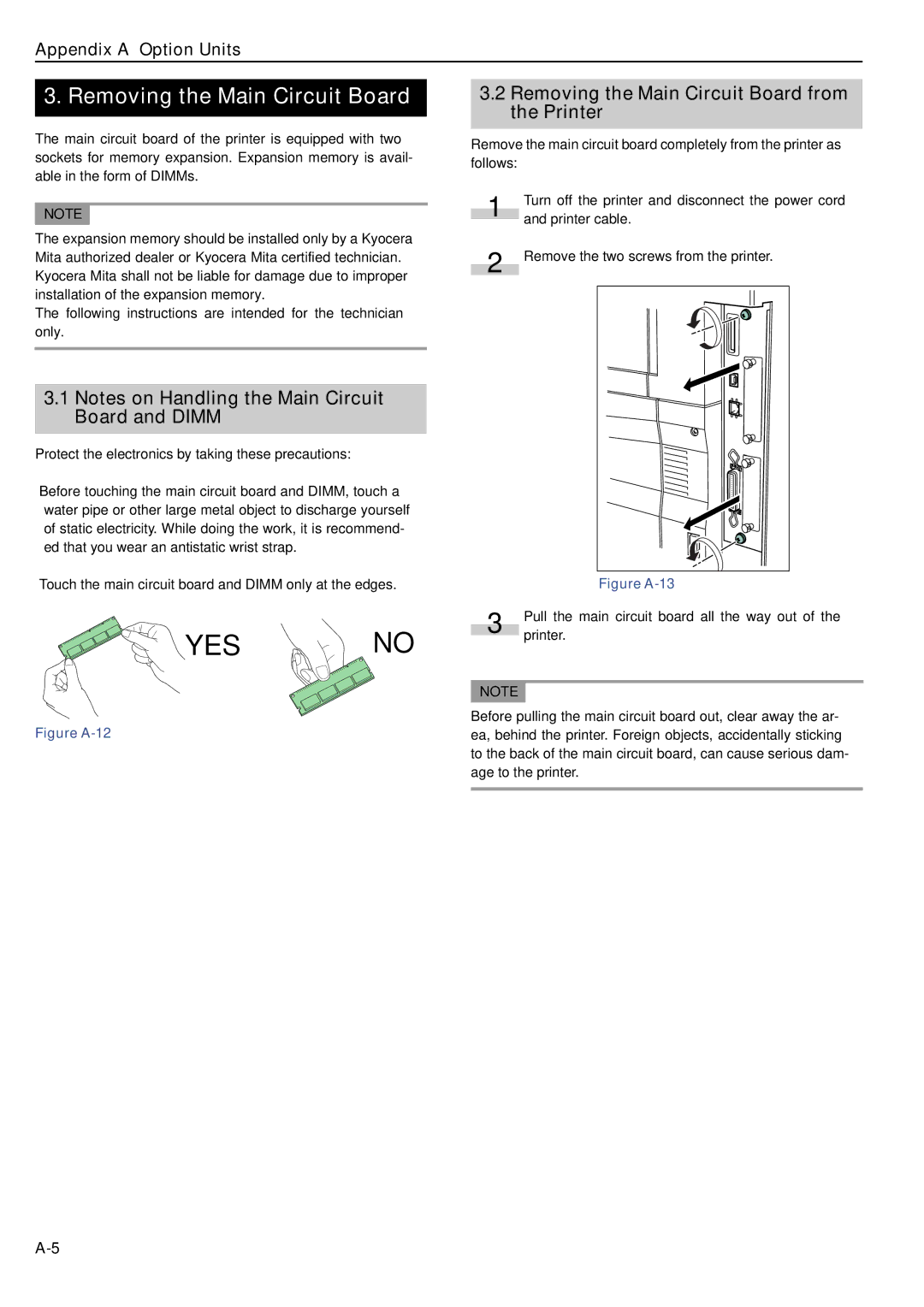 HP WP36/50 manual YES no, Removing the Main Circuit Board from the Printer 