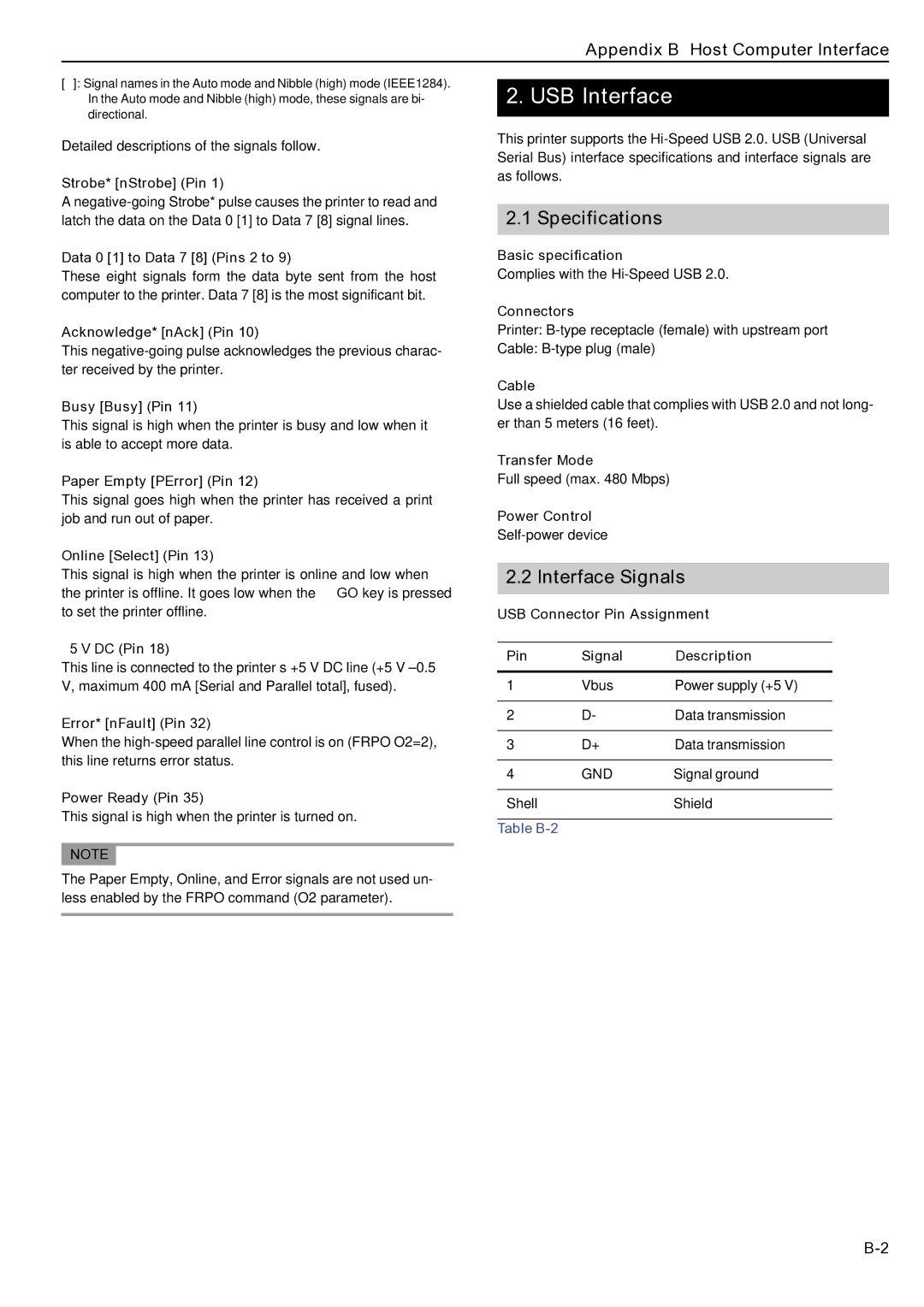 HP WP36/50 manual USB Interface, Specifications 