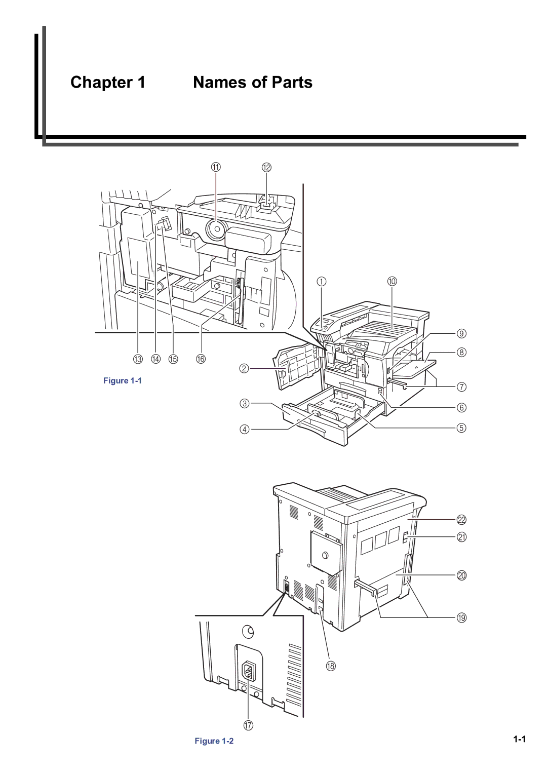 HP WP36/50 manual Chapter Names of Parts 