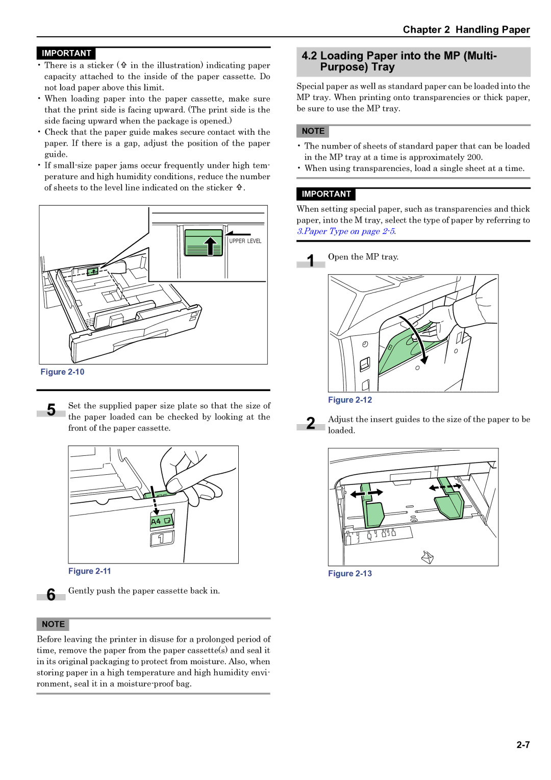 HP WP36/50 manual Loading Paper into the MP Multi- Purpose Tray 