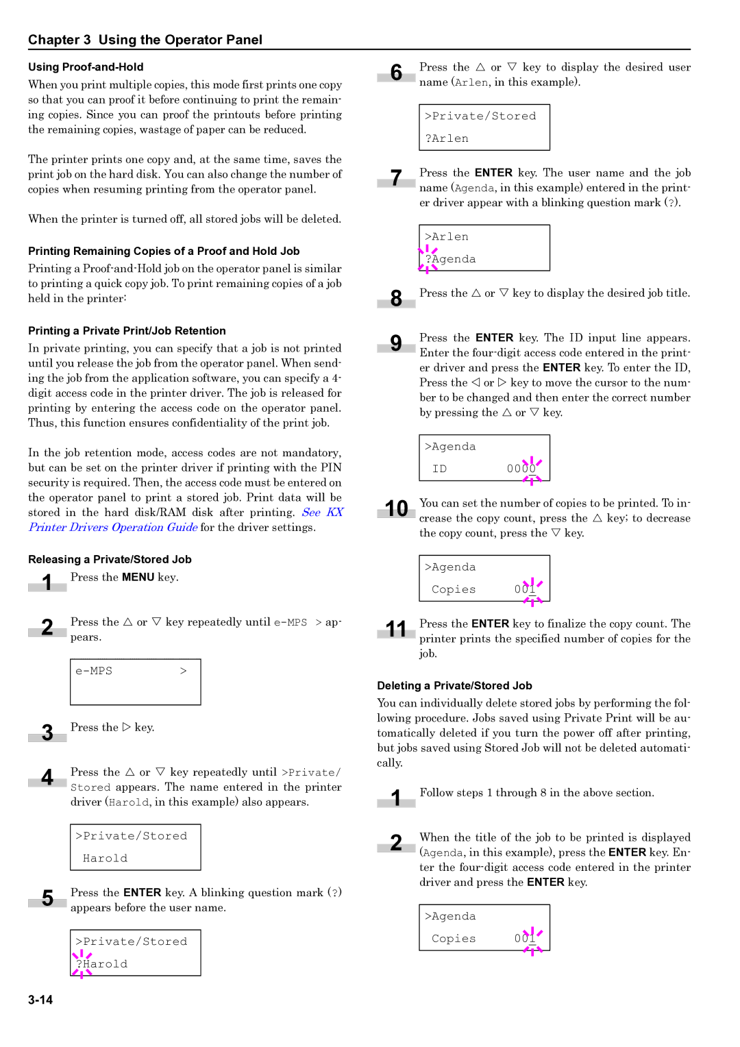 HP WP36/50 manual Private/Stored Harold, Private/Stored ?Arlen, Arlen ?Agenda, Agenda 000, Agenda Copies 