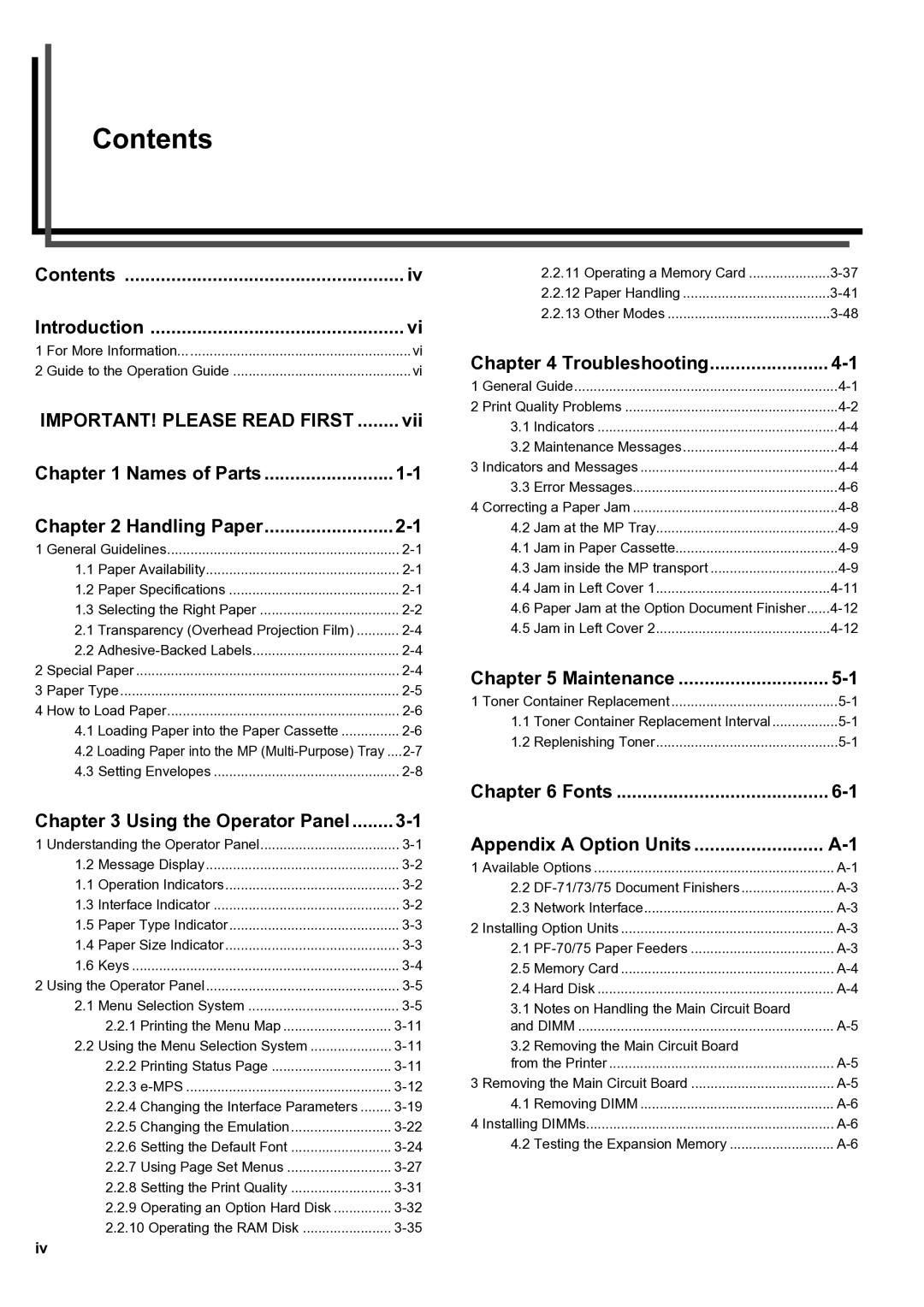 HP WP36/50 manual Contents 