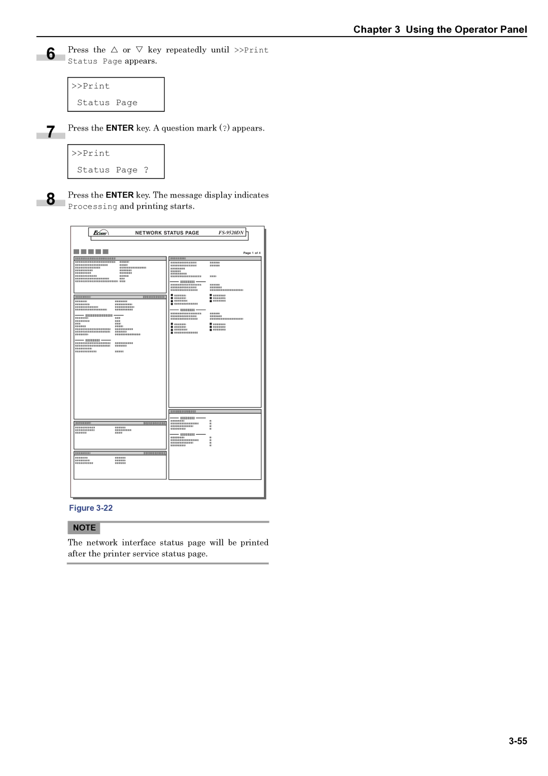 HP WP36/50 manual Press Key repeatedly until Print 