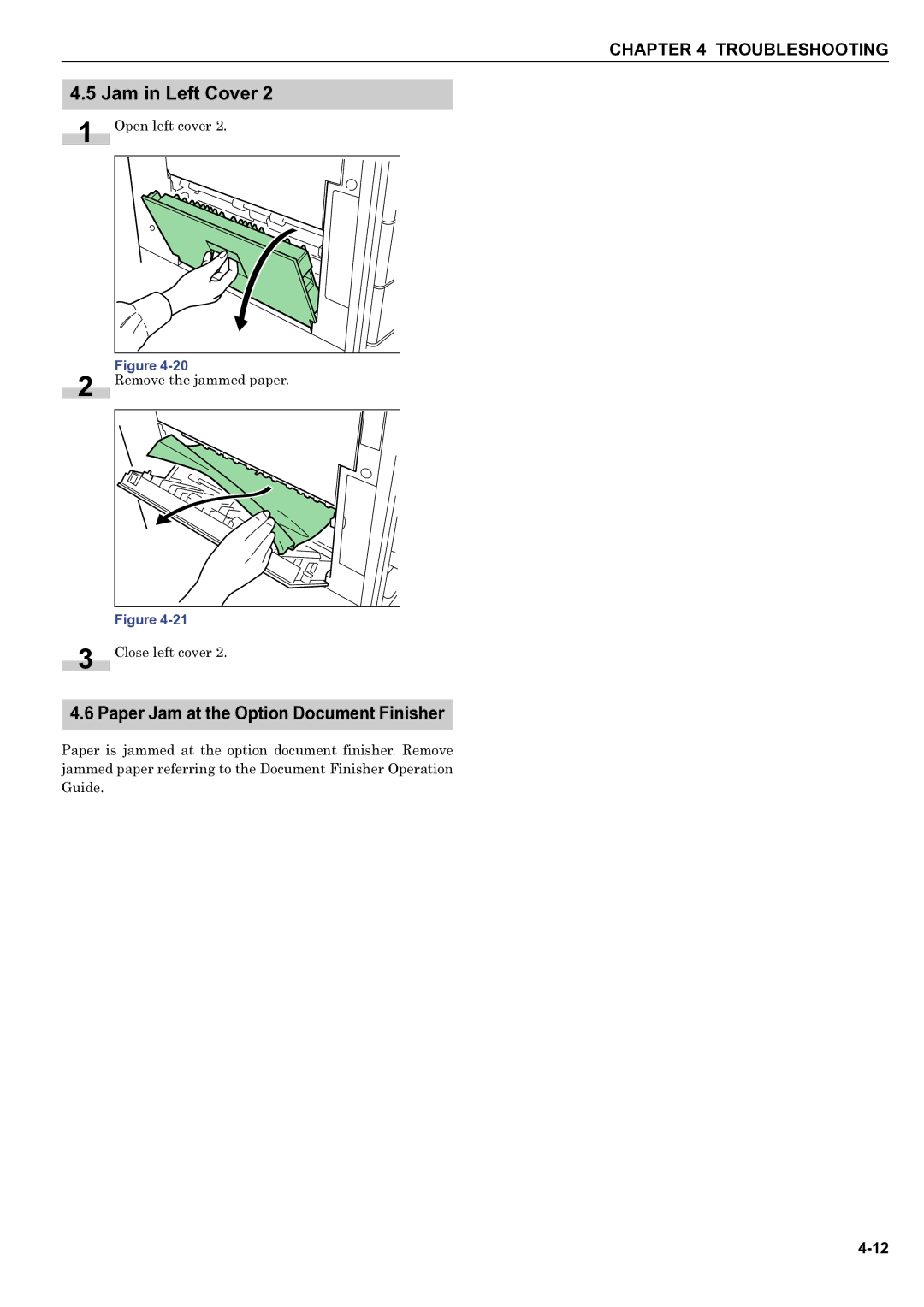 HP WP36/50 manual Paper Jam at the Option Document Finisher 