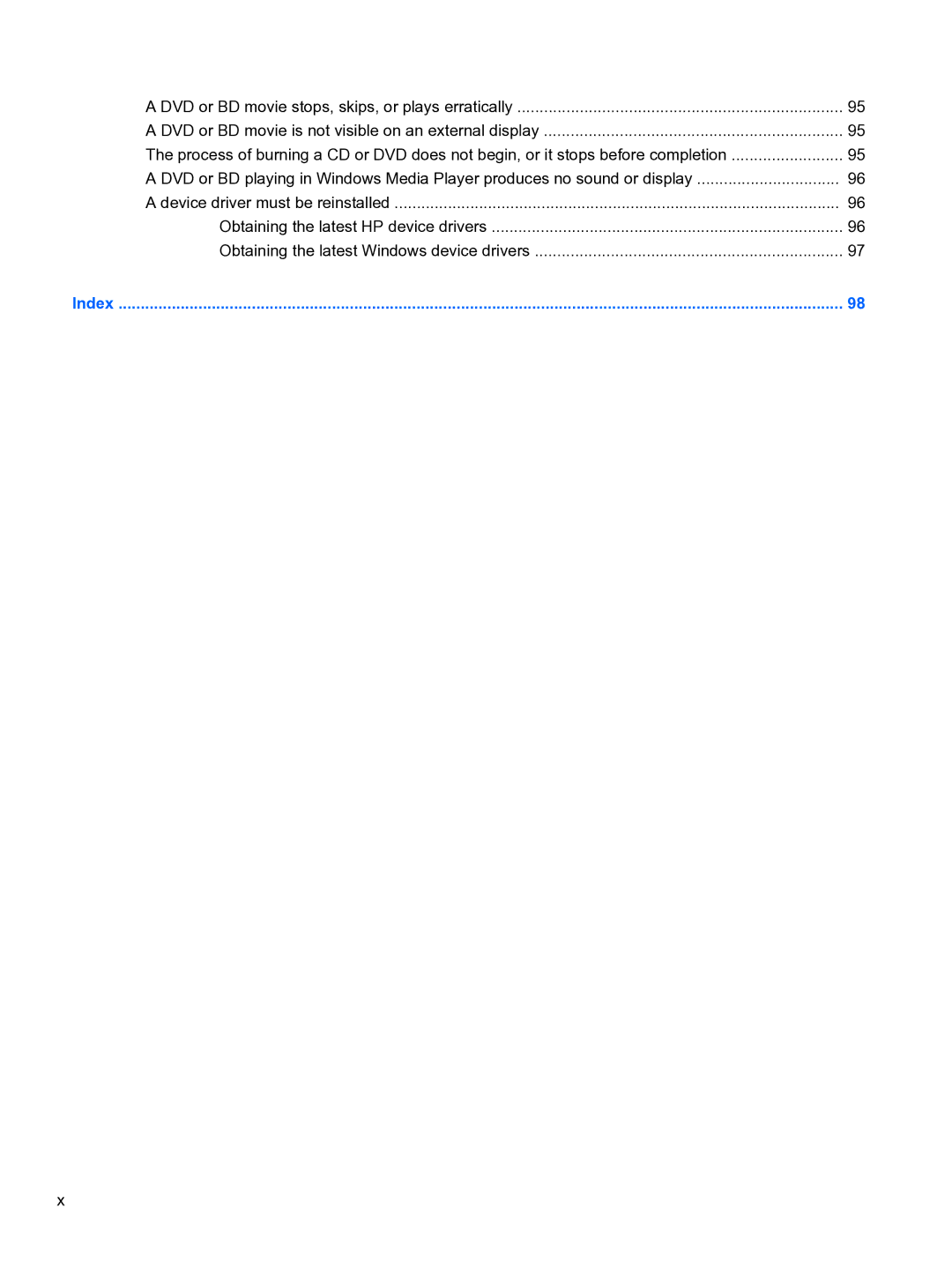 HP WQ861UA, dm4 1060us manual Index 