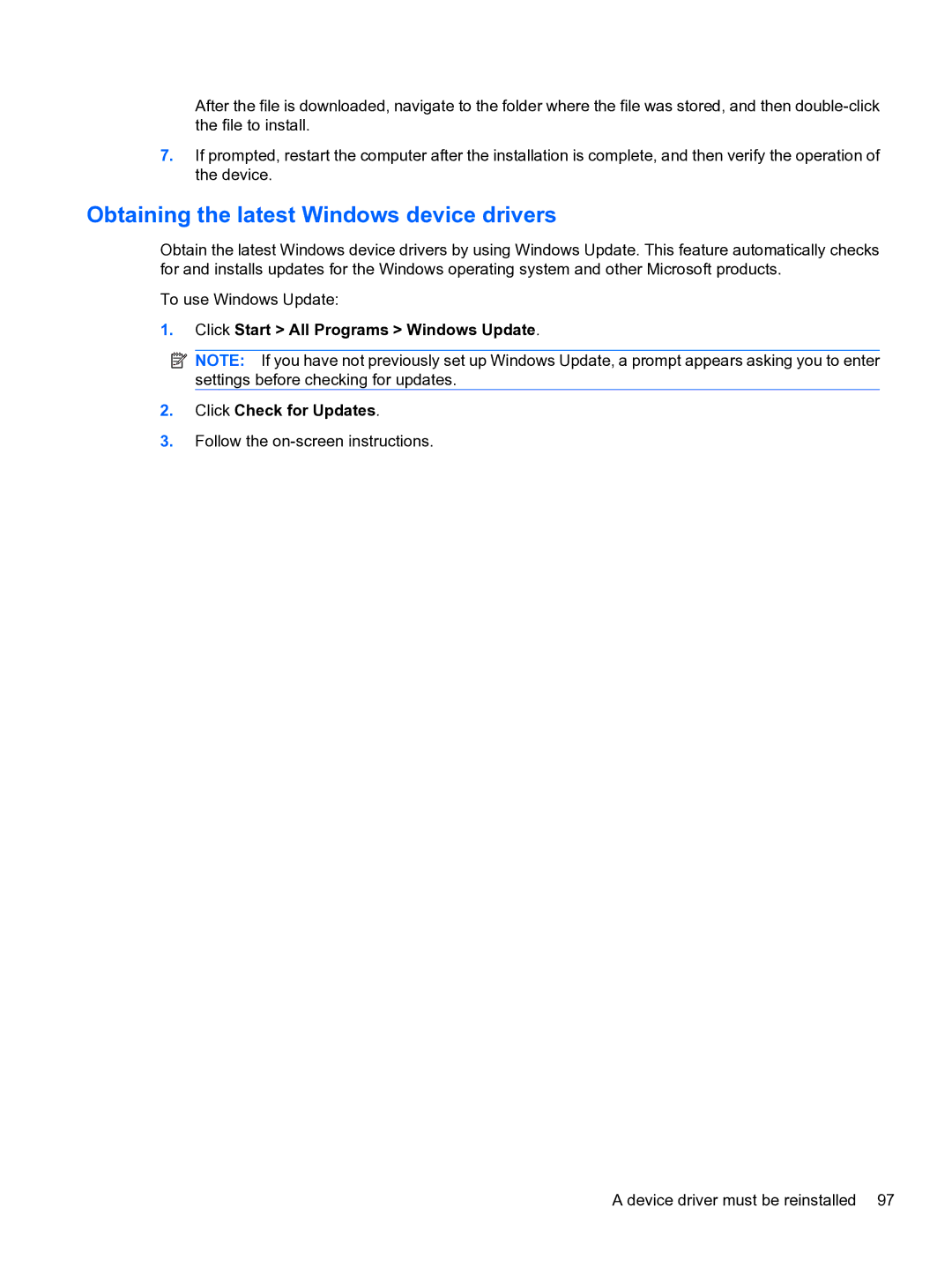 HP dm4 1060us, WQ861UA manual Obtaining the latest Windows device drivers 