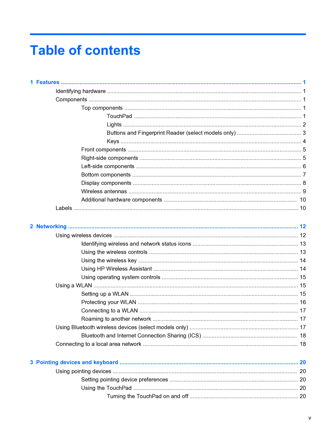 HP dm4 1060us, WQ861UA manual Table of contents 